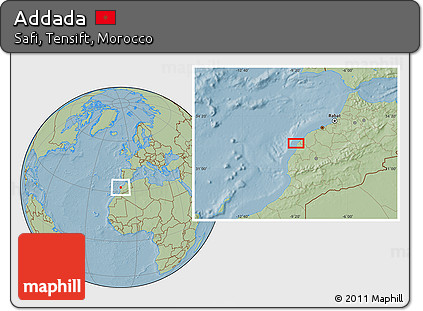 Savanna Style Location Map of Addada, hill shading