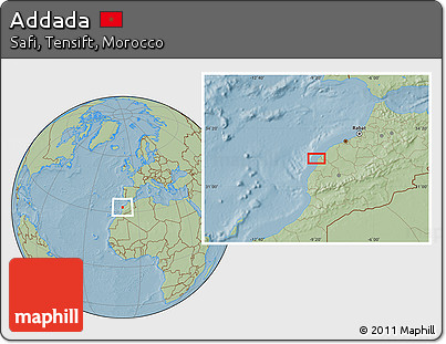 Savanna Style Location Map of Addada, hill shading