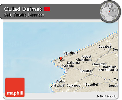 Shaded Relief Panoramic Map of Oulad Daïmat