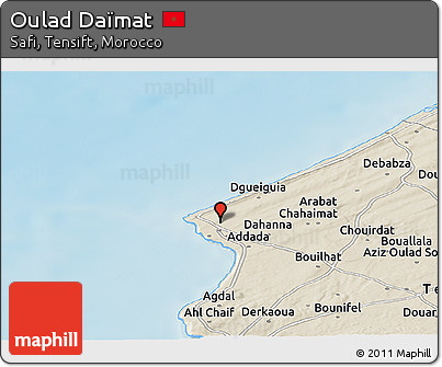 Shaded Relief Panoramic Map of Oulad Daïmat