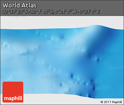 Physical 3D Map of the Area around 32° 17' 31" S, 0° 4' 30" E