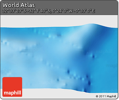 Physical 3D Map of the Area around 32° 17' 31" S, 0° 4' 30" E