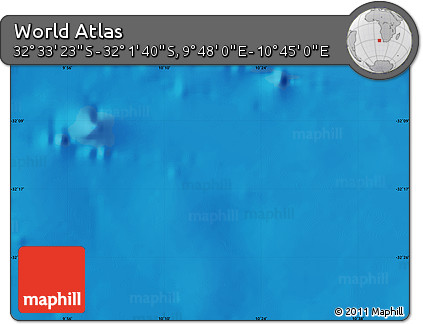 Physical Map of the Area around 32° 17' 31" S, 10° 16' 30" E