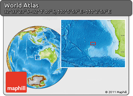 Physical Location Map of the Area around 32° 17' 31" S, 110° 34' 29" E