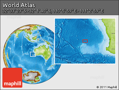 Physical Location Map of the Area around 32° 17' 31" S, 110° 34' 29" E