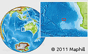 Physical Location Map of the area around 32° 17' 31" S, 110° 34' 29" E