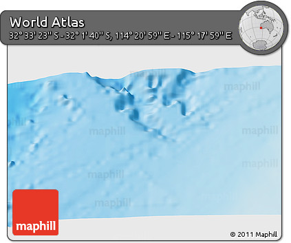 Physical 3D Map of the Area around 32° 17' 31" S, 114° 49' 29" E