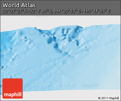 Physical 3D Map of the Area around 32° 17' 31" S, 114° 49' 29" E