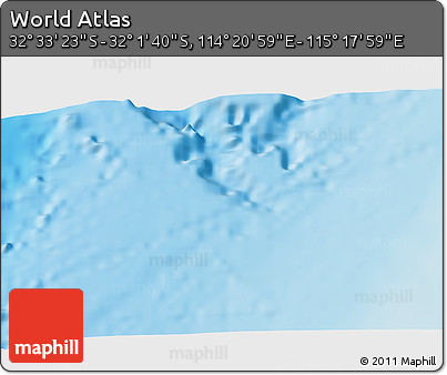 Physical 3D Map of the Area around 32° 17' 31" S, 114° 49' 29" E