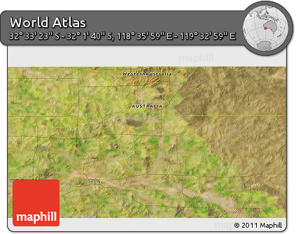 Satellite 3D Map of the Area around 32° 17' 31" S, 119° 4' 29" E