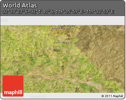 Satellite 3D Map of the Area around 32° 17' 31" S, 119° 4' 29" E