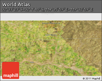 Satellite 3D Map of the Area around 32° 17' 31" S, 119° 4' 29" E