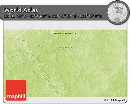 Physical 3D Map of the Area around 32° 17' 31" S, 120° 46' 30" E