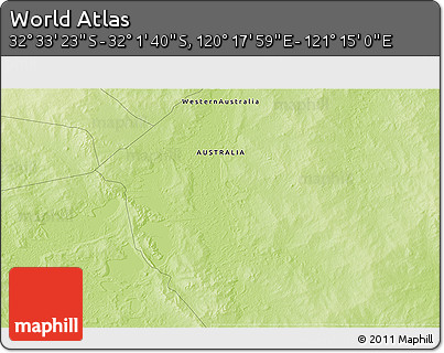 Physical 3D Map of the Area around 32° 17' 31" S, 120° 46' 30" E