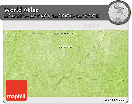 Physical 3D Map of the Area around 32° 17' 31" S, 122° 28' 29" E