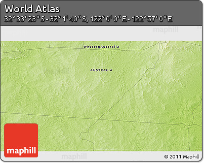 Physical 3D Map of the Area around 32° 17' 31" S, 122° 28' 29" E
