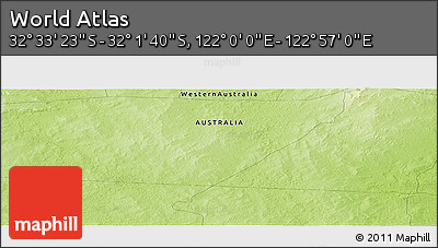 Physical Panoramic Map of the Area around 32° 17' 31" S, 122° 28' 29" E