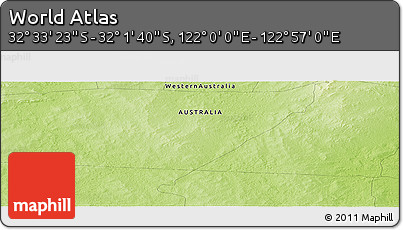 Physical Panoramic Map of the Area around 32° 17' 31" S, 122° 28' 29" E