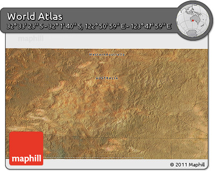 Satellite 3D Map of the Area around 32° 17' 31" S, 123° 19' 29" E