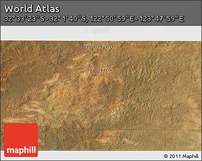Satellite 3D Map of the Area around 32° 17' 31" S, 123° 19' 29" E
