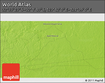 Physical 3D Map of the Area around 32° 17' 31" S, 124° 10' 30" E