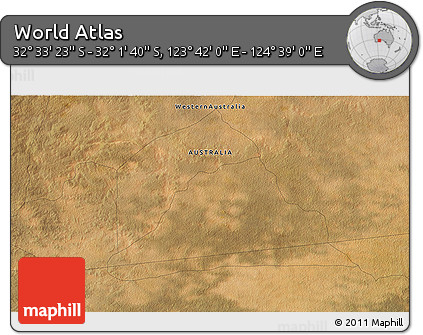 Satellite 3D Map of the Area around 32° 17' 31" S, 124° 10' 30" E