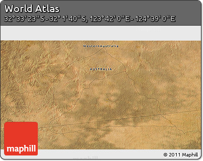 Satellite 3D Map of the Area around 32° 17' 31" S, 124° 10' 30" E
