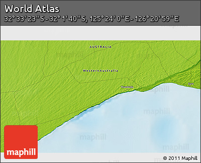Physical 3D Map of the Area around 32° 17' 31" S, 125° 52' 30" E