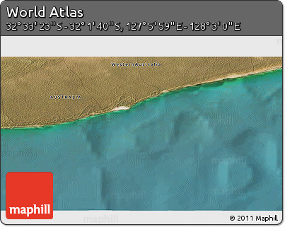 Satellite 3D Map of the Area around 32° 17' 31" S, 127° 34' 30" E