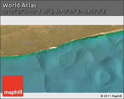 Satellite 3D Map of the Area around 32° 17' 31" S, 127° 34' 30" E