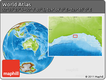 Physical Location Map of the Area around 32° 17' 31" S, 129° 16' 30" E