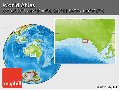 Physical Location Map of the Area around 32° 17' 31" S, 132° 40' 30" E
