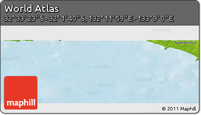 Physical Panoramic Map of the Area around 32° 17' 31" S, 132° 40' 30" E