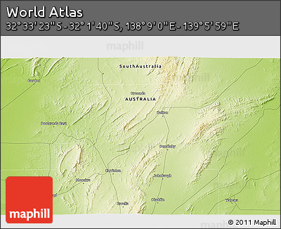 Physical 3D Map of the Area around 32° 17' 31" S, 138° 37' 30" E
