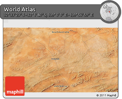 Satellite 3D Map of the Area around 32° 17' 31" S, 139° 28' 29" E