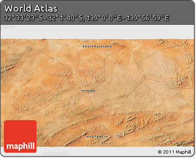 Satellite 3D Map of the Area around 32° 17' 31" S, 139° 28' 29" E