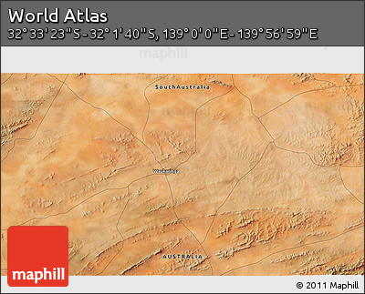 Satellite 3D Map of the Area around 32° 17' 31" S, 139° 28' 29" E