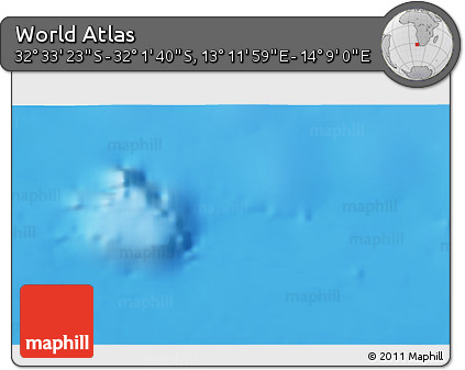 Physical 3D Map of the Area around 32° 17' 31" S, 13° 40' 30" E