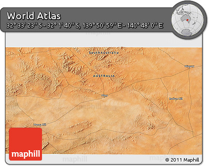 Satellite 3D Map of the Area around 32° 17' 31" S, 140° 19' 29" E
