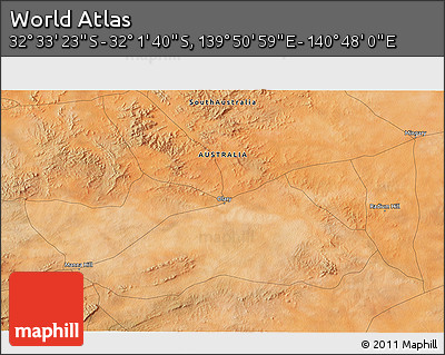 Satellite 3D Map of the Area around 32° 17' 31" S, 140° 19' 29" E