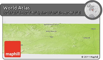 Physical Panoramic Map of the Area around 32° 17' 31" S, 140° 19' 29" E