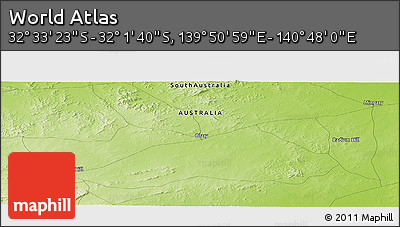 Physical Panoramic Map of the Area around 32° 17' 31" S, 140° 19' 29" E