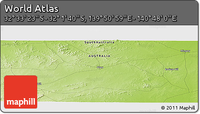Physical Panoramic Map of the Area around 32° 17' 31" S, 140° 19' 29" E