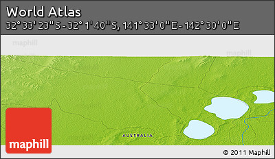 Physical Panoramic Map of the Area around 32° 17' 31" S, 142° 1' 30" E