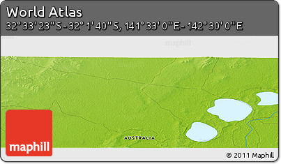 Physical Panoramic Map of the Area around 32° 17' 31" S, 142° 1' 30" E
