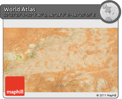 Satellite 3D Map of the Area around 32° 17' 31" S, 142° 52' 30" E