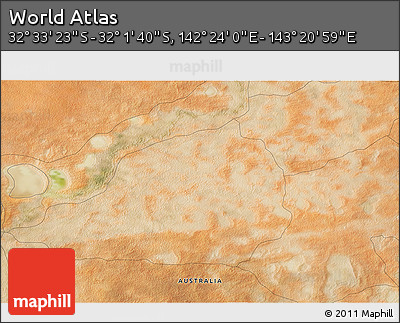 Satellite 3D Map of the Area around 32° 17' 31" S, 142° 52' 30" E