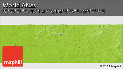 Physical Panoramic Map of the Area around 32° 17' 31" S, 144° 34' 29" E
