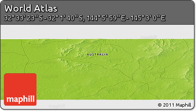 Physical Panoramic Map of the Area around 32° 17' 31" S, 144° 34' 29" E
