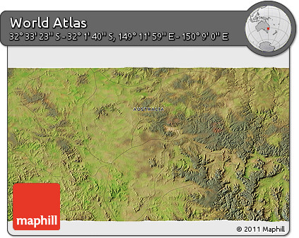 Satellite 3D Map of the Area around 32° 17' 31" S, 149° 40' 30" E